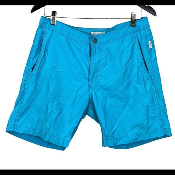 Onia Swim Shorts Mens 32 Blue Calder Trunks 7.5 Inch Inseam Mesh Lined Brief - Picture 1 of 4